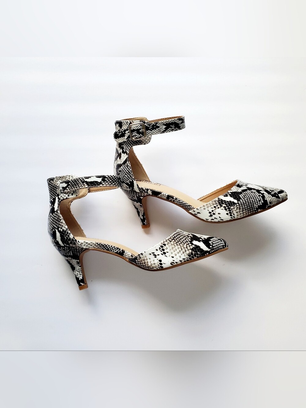 Idifu Snake Print 3 Inch Heels With Ankle Strap Women Size 7